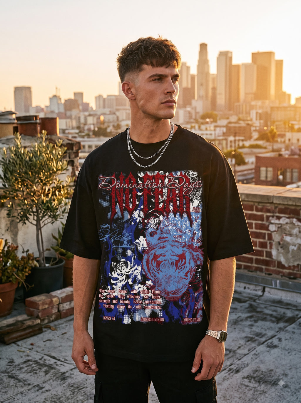 No Fear Premium Graphic Unisex Terry Oversized Tee