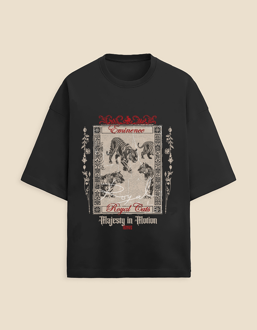 IGNVS Royal Cats Premium Unisex Terry Oversized Printed Tee