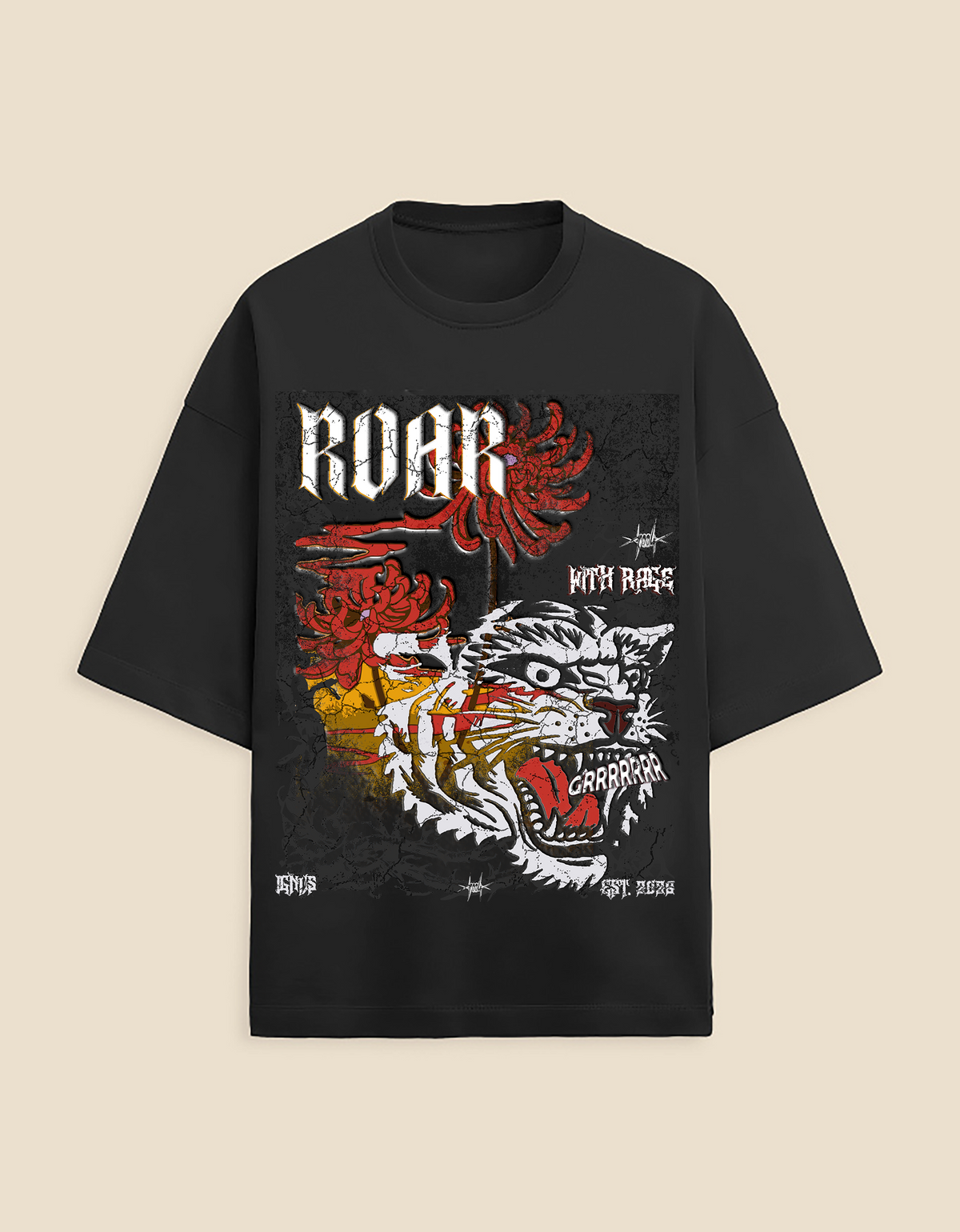 Roar With Rage Premium Graphic Unisex Terry Oversized Tee