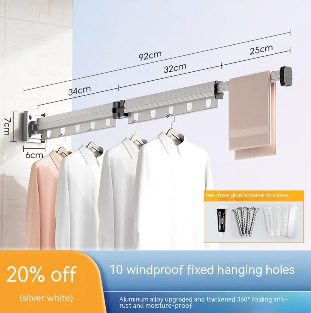Retractable Aluminum Suction Cup Clothes Hanger